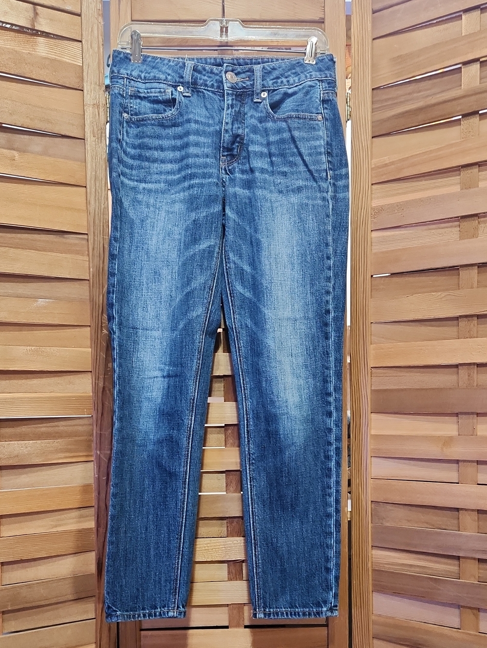 American Eagle Tom Girl Button Fly Jeans Women 2 Regular Tapered Leg Denim